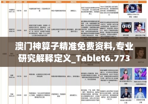 澳门神算子精准免费资料,专业研究解释定义_Tablet6.773